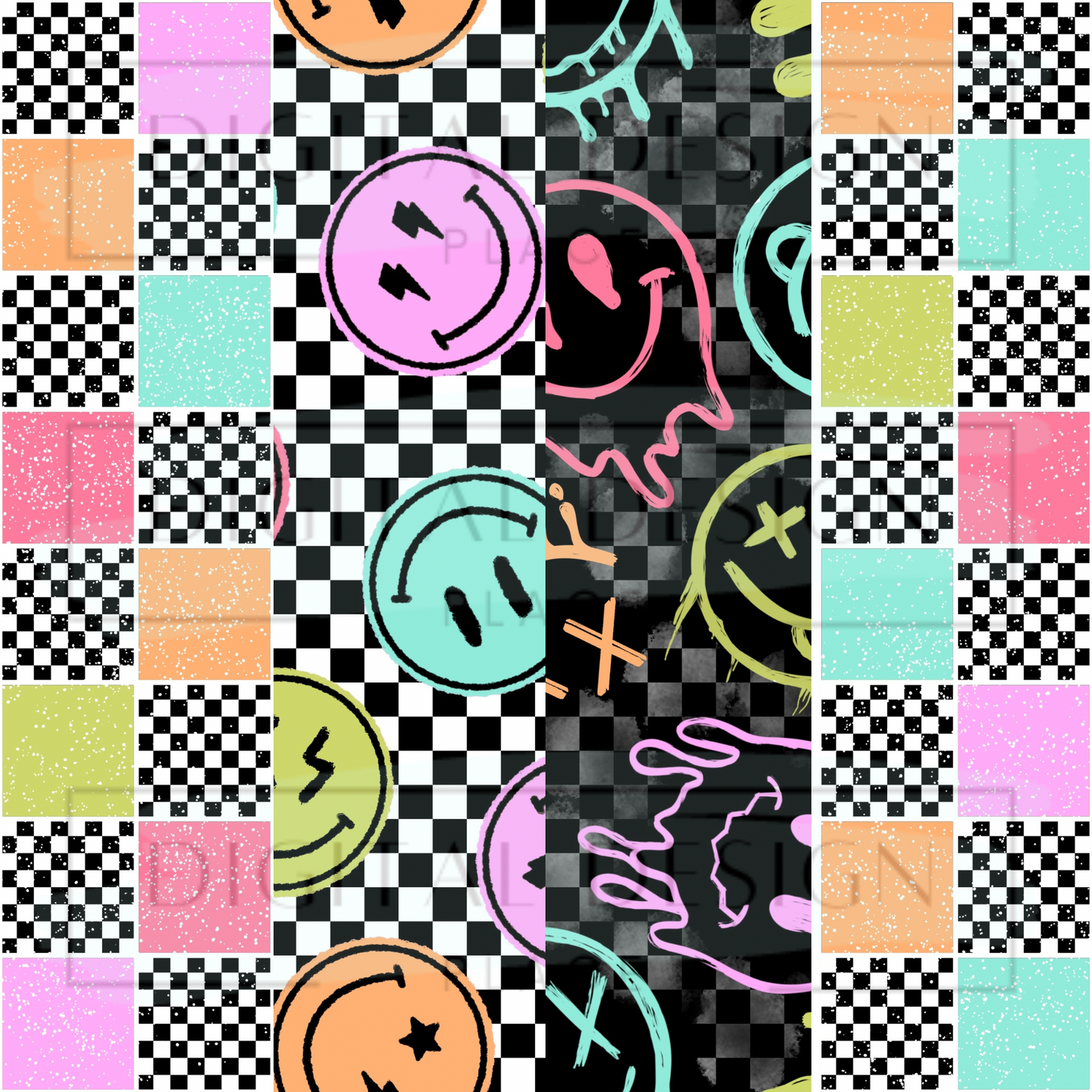 Bold Retro Checker Strips VinylV2693
