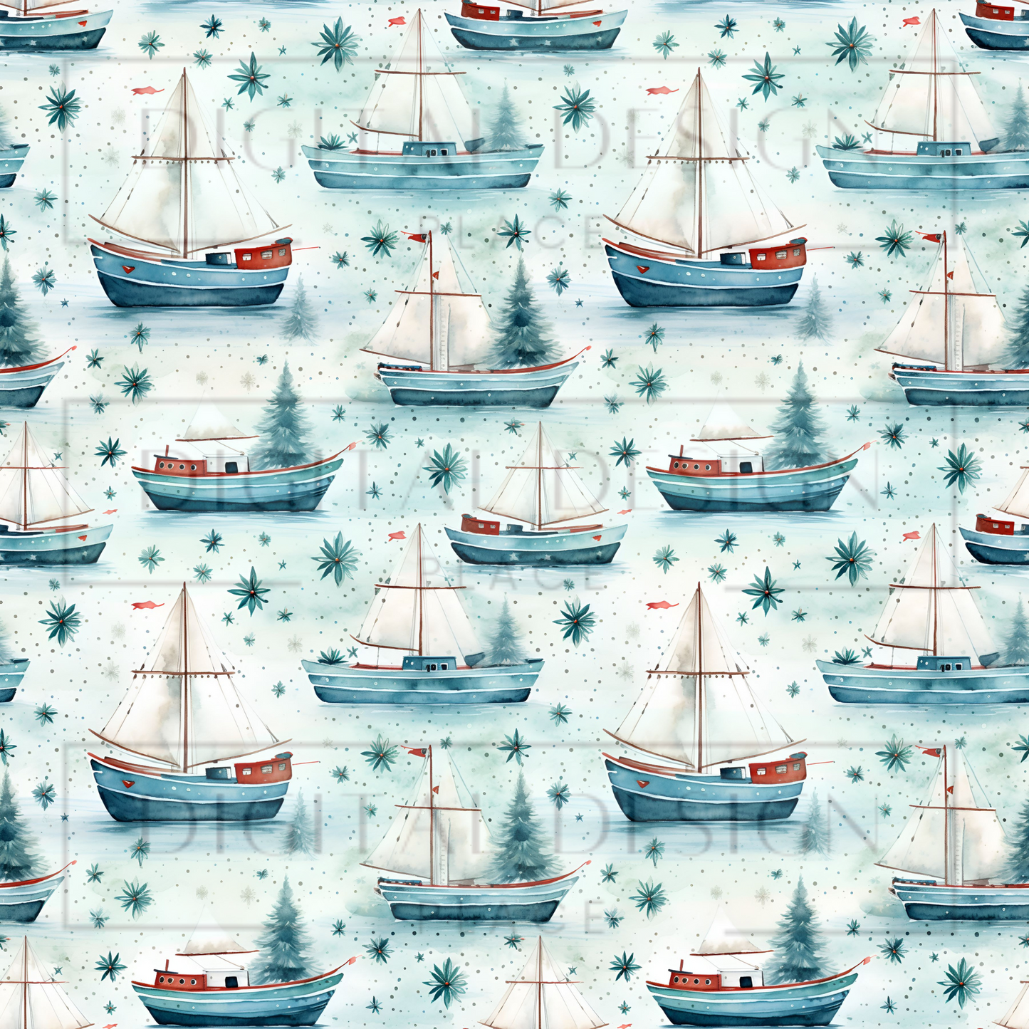 Christmas Fishing Boats VinylV1532