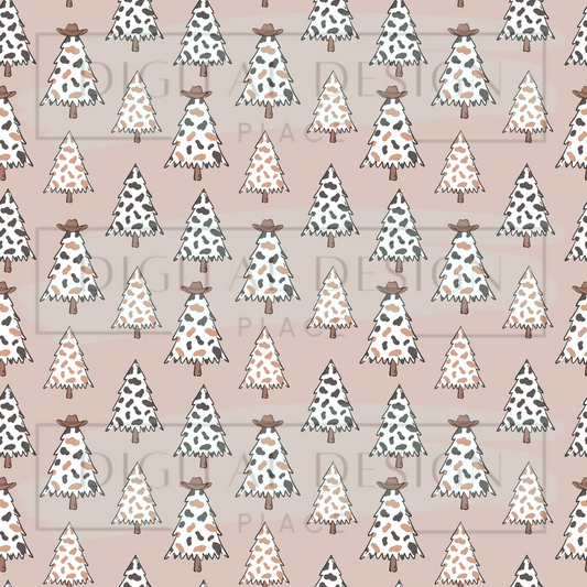 Cowprint Christmas Trees VinylV1553