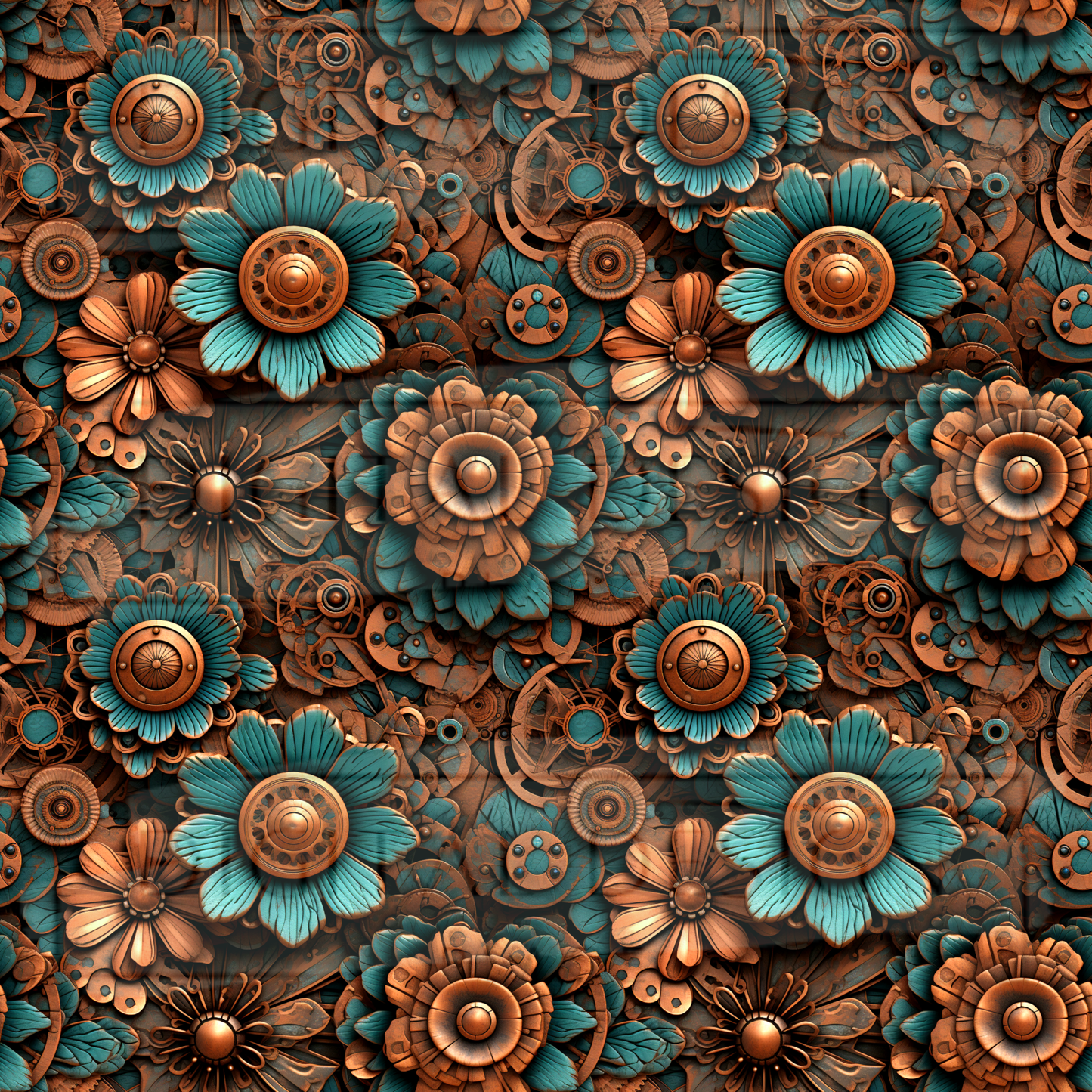 Copper Steampunk Floral VinylV2796