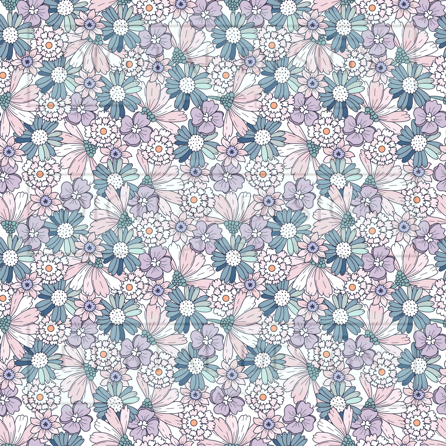 Blue/Purple Retro Florals VinylV1230