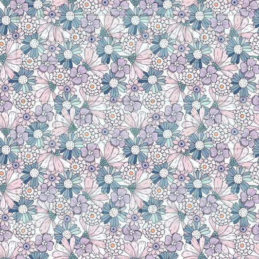 Blue/Purple Retro Florals VinylV1230