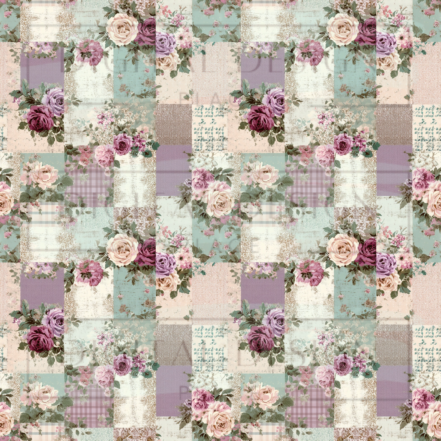 Plum and Mint Patchwork VinylV2728