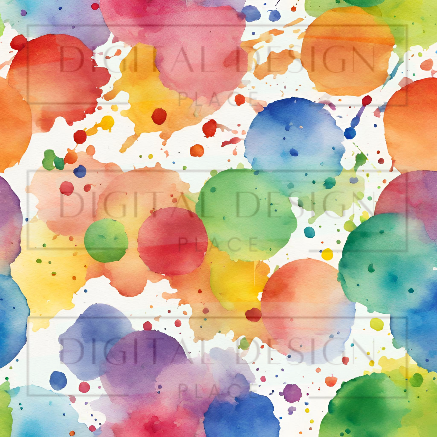 Rainbow Watercolor Splashes VinylV1256