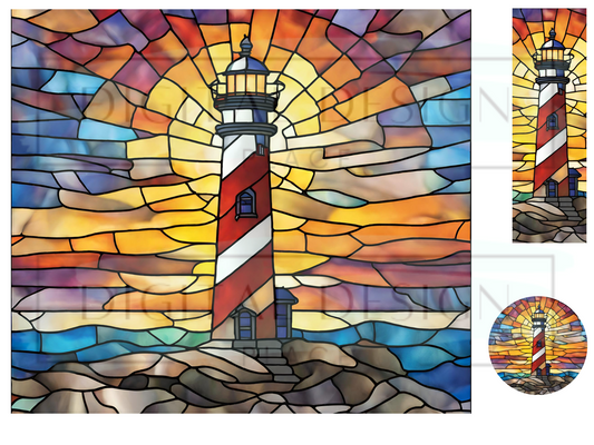 Stained Glass Light House WrB237