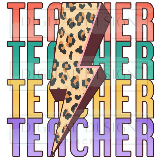 Teacher Stacked Lightning Bolt BTSB18