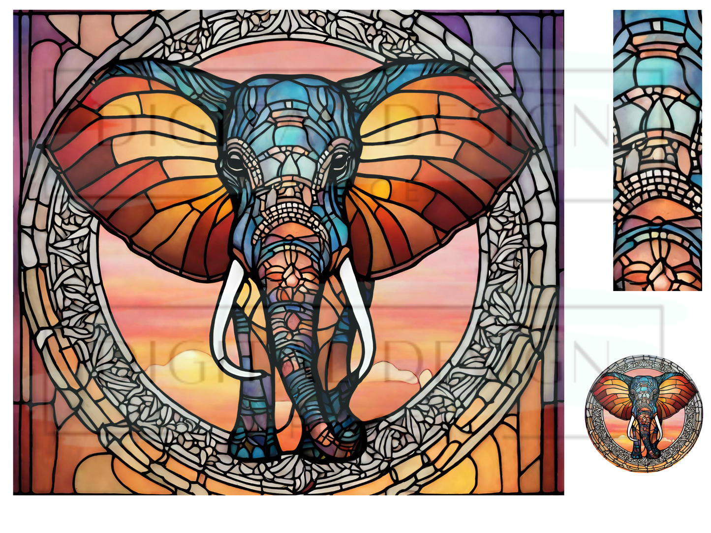 Stained Glass Elephant WrB246