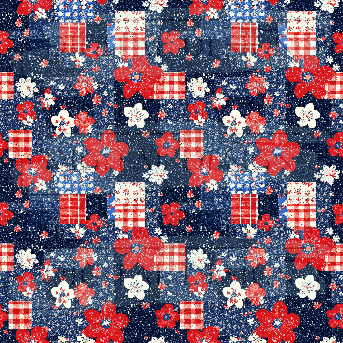 Americana Floral Patchwork VinylV2914