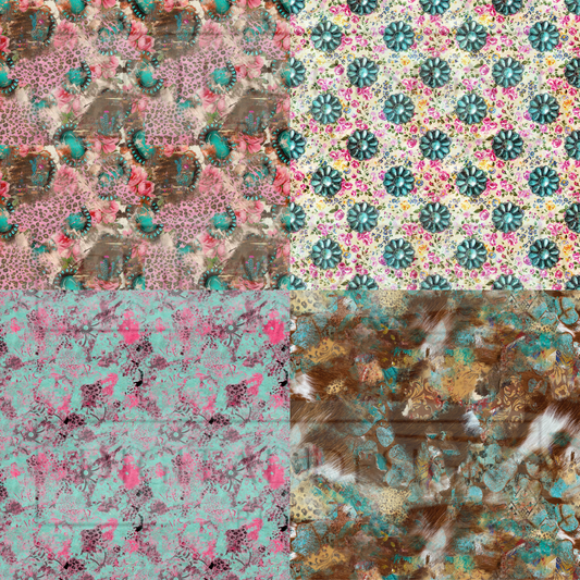 Western Patchwork Square Prints VinylV1247