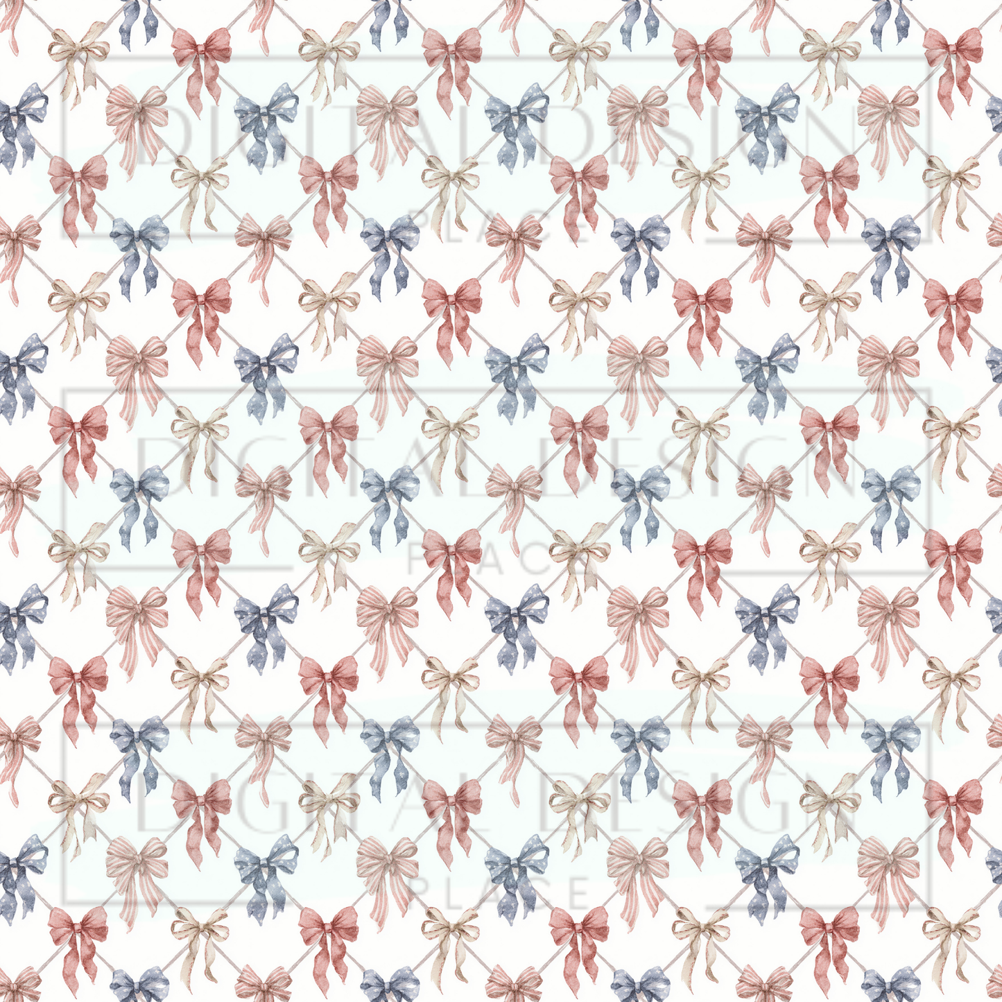 Watercolor Americana Bows VinylV2899