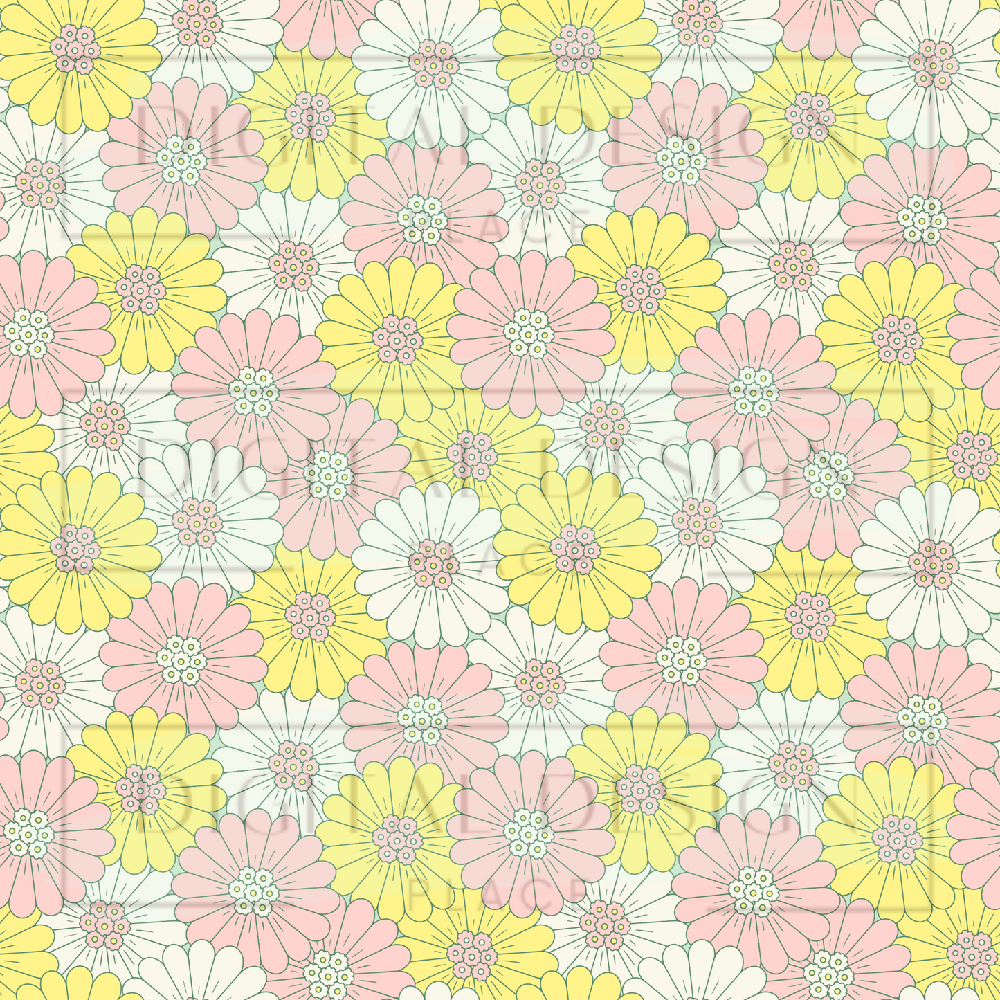 Retro Daisy Full Print VinylV1236