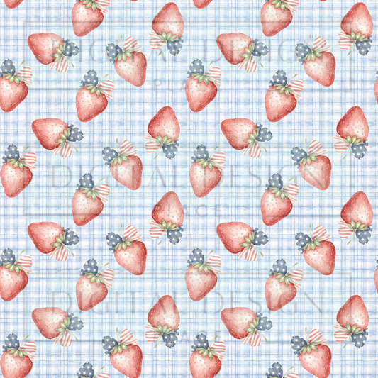 Watercolor Americana Strawberries VinylV2900