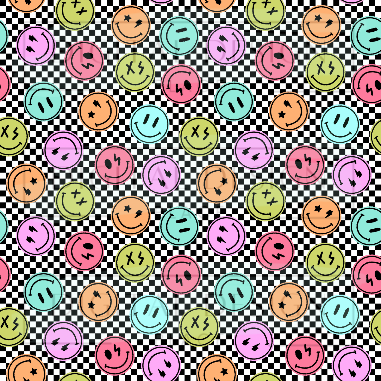 Retro Smiley Checker VinylV2689