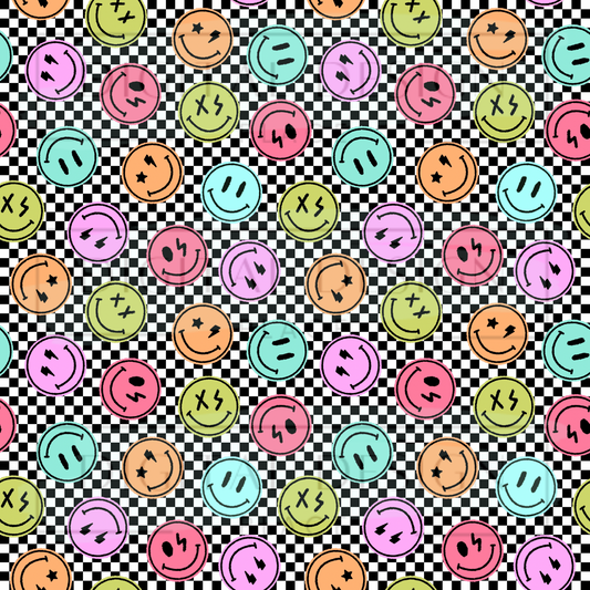 Retro Smiley Checker VinylV2689