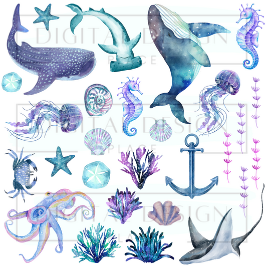 Watercolor Sea Life ELEE129