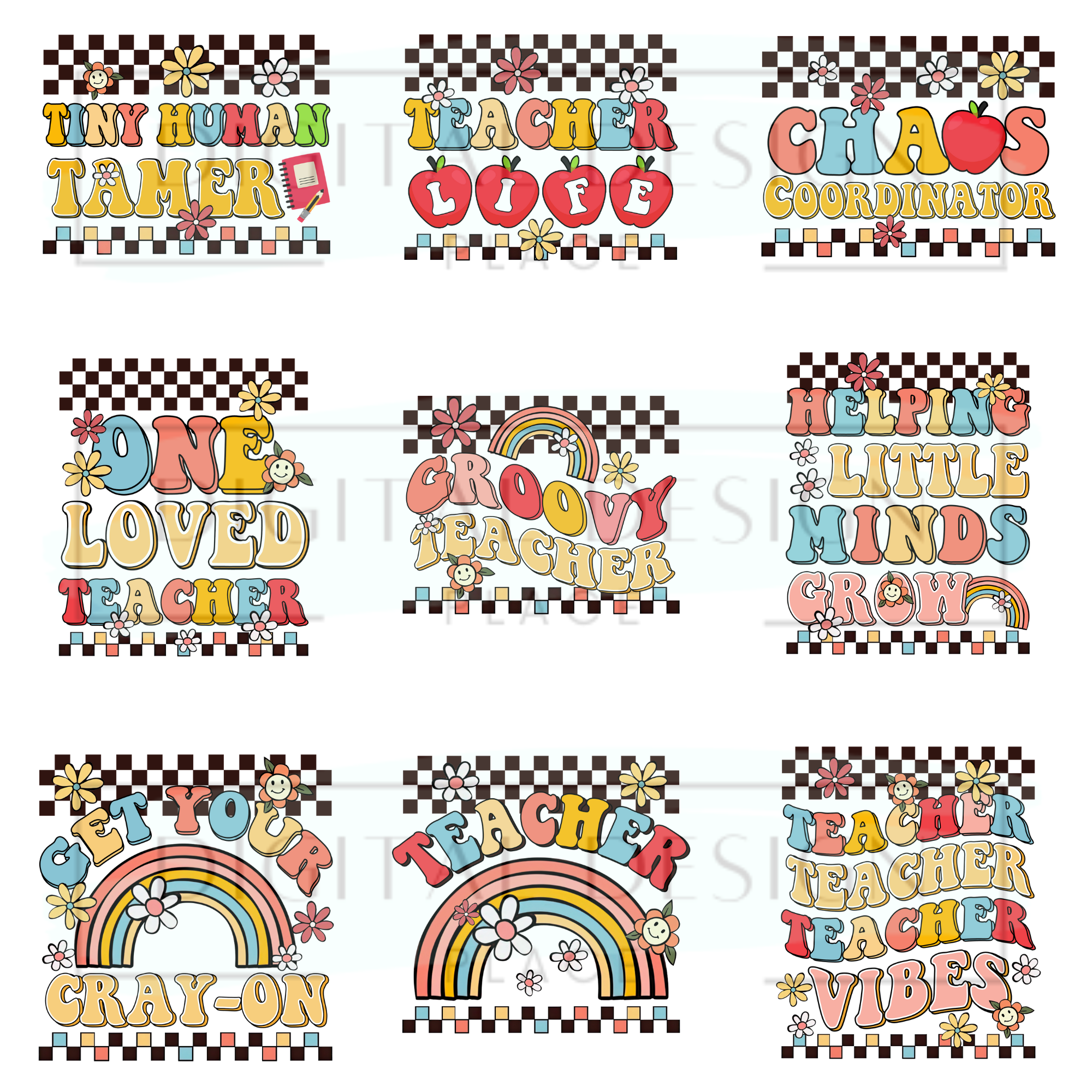 Retro Teacher Decal Sheet 1 ELEE192 – Digital Design Place