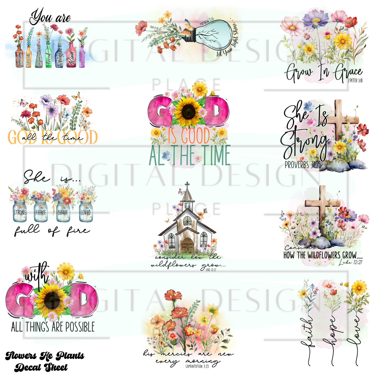 Flowers He Plants Decal Sheet ELEE218