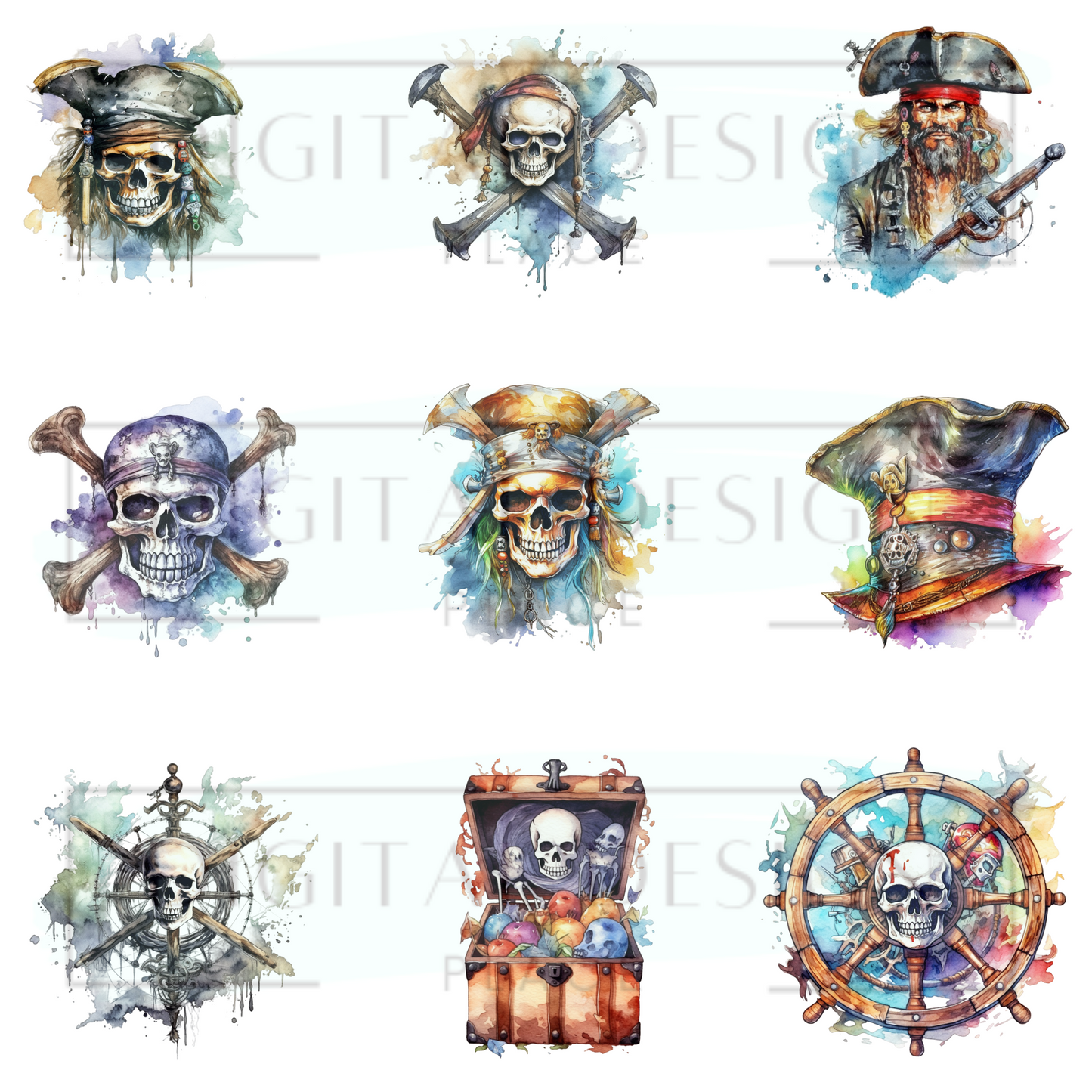 Pirate Watercolor ELEE231