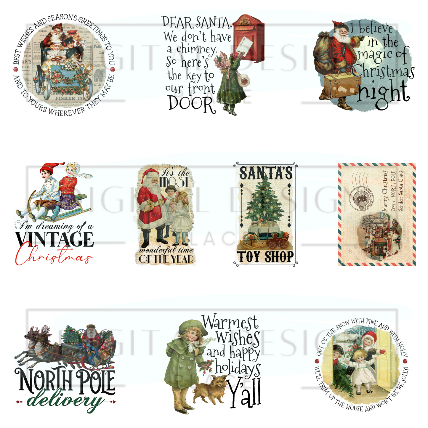 Vintage Christmas Decal Sheet ELEE244