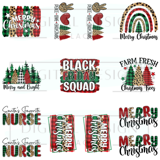 Leopard Christmas Decal Sheet ELEE247