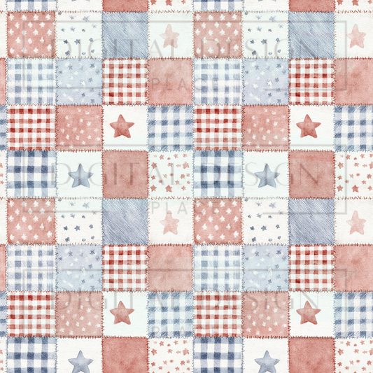 Watercolor Americana Patchwork VinylV2893