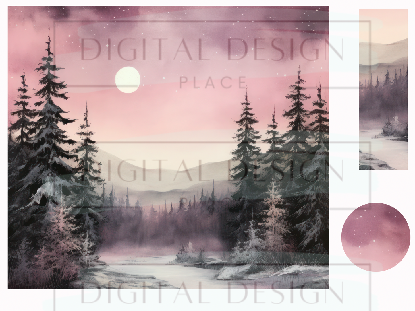 Pink Winter Night WrB154