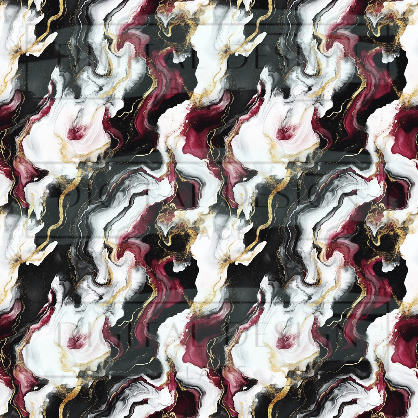 Black Red White Gold Marble VinylV2803
