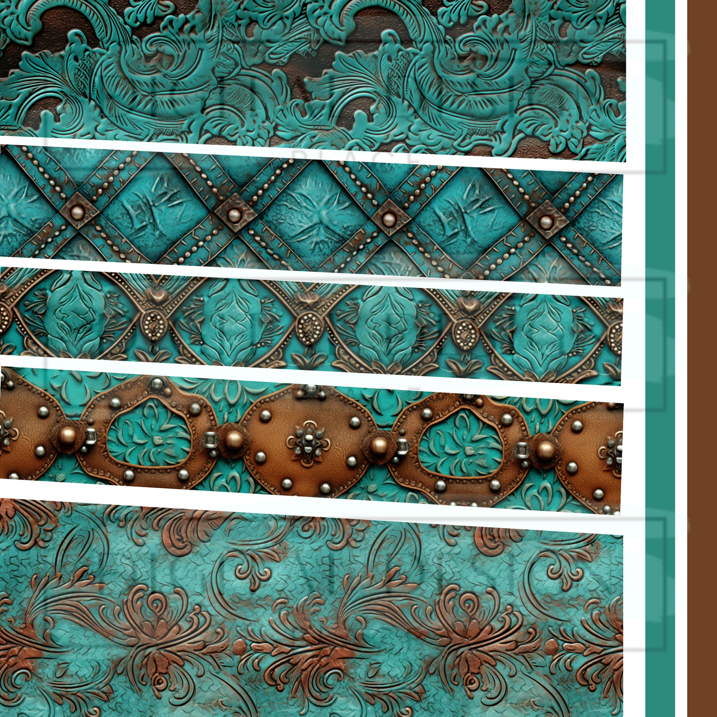 Turquoise Leather Mixed Media MM10
