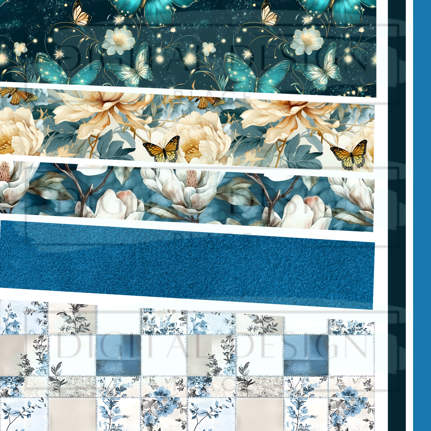 Blue Suede Blooms Mixed Media MM18