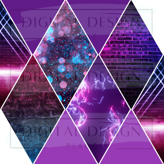 Laser Light Show Triangle Collage Mixed Media MM29