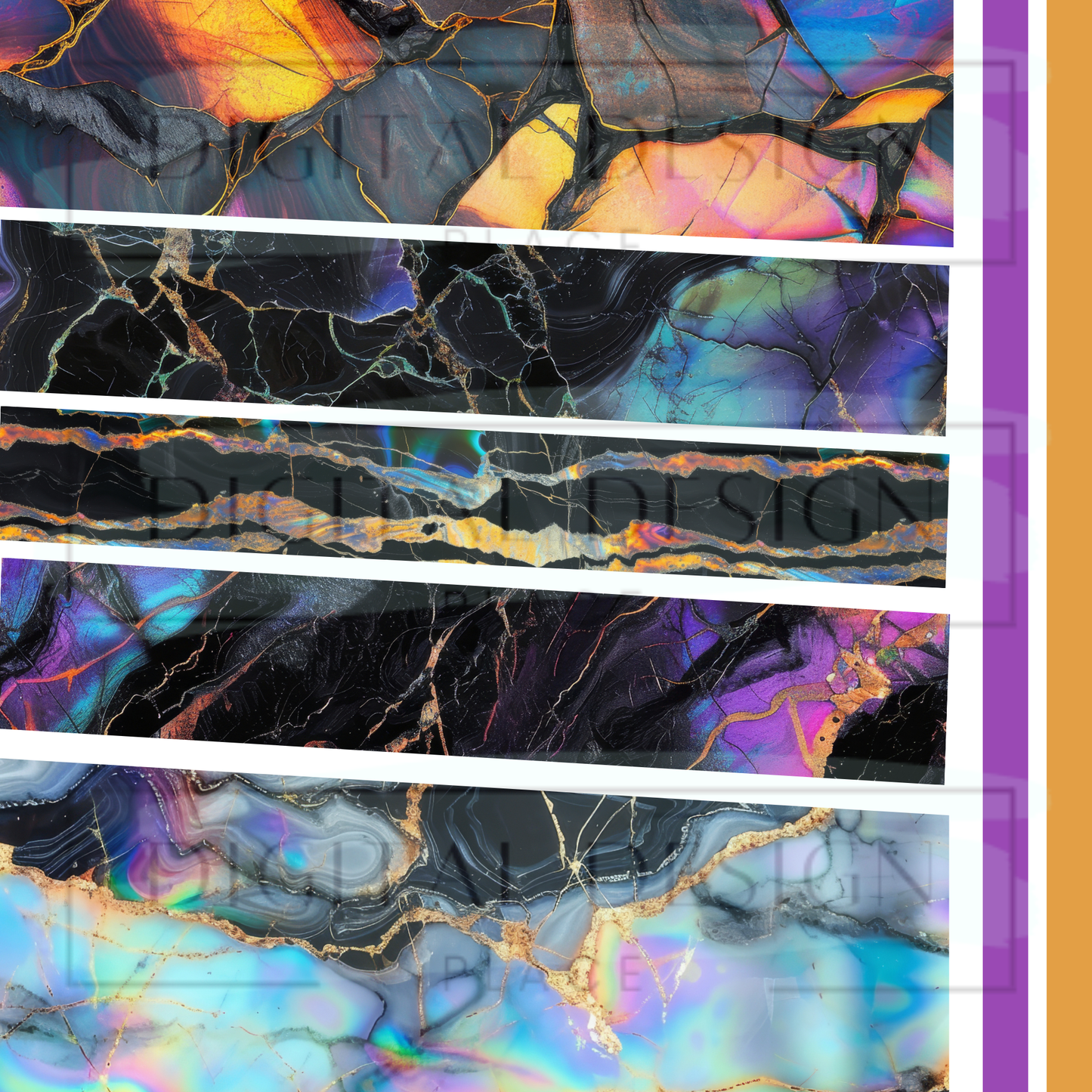 Black Holo Marble Mixed Media MM34