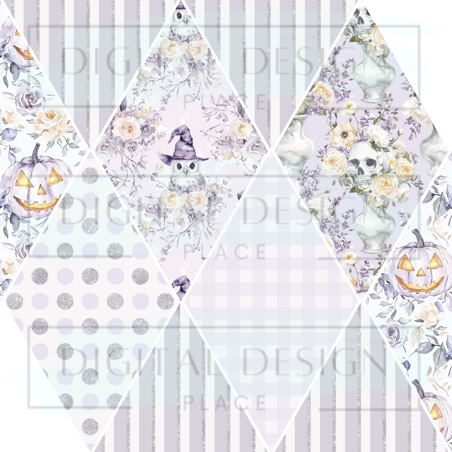 Pastel Halloween Triangle Collage Mixed Media MM6