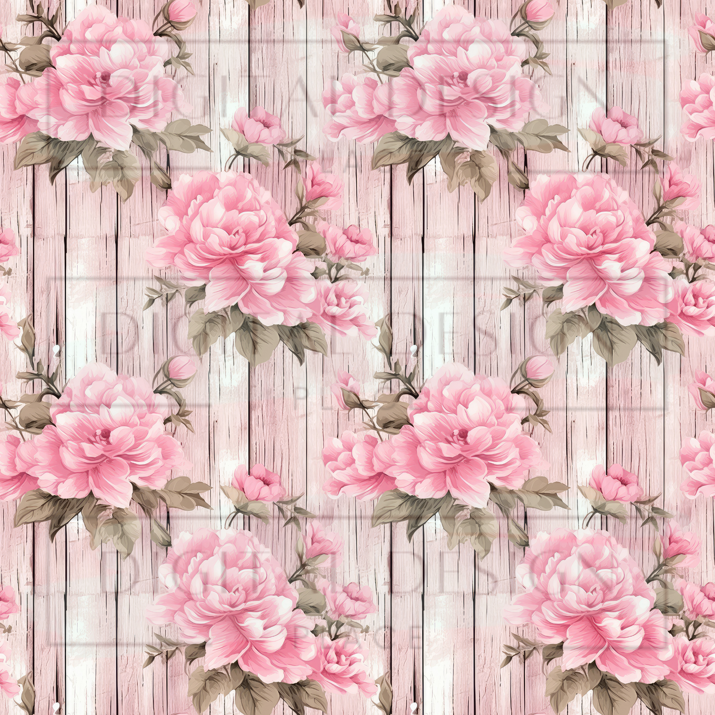Pink Floral Shiplap VinylV1064