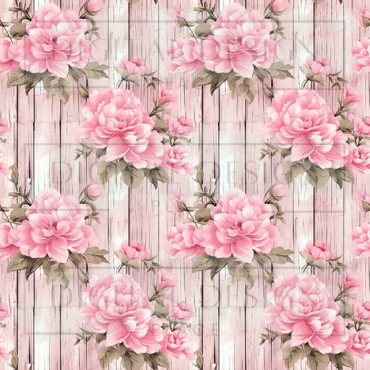 Pink Floral Shiplap VinylV1064