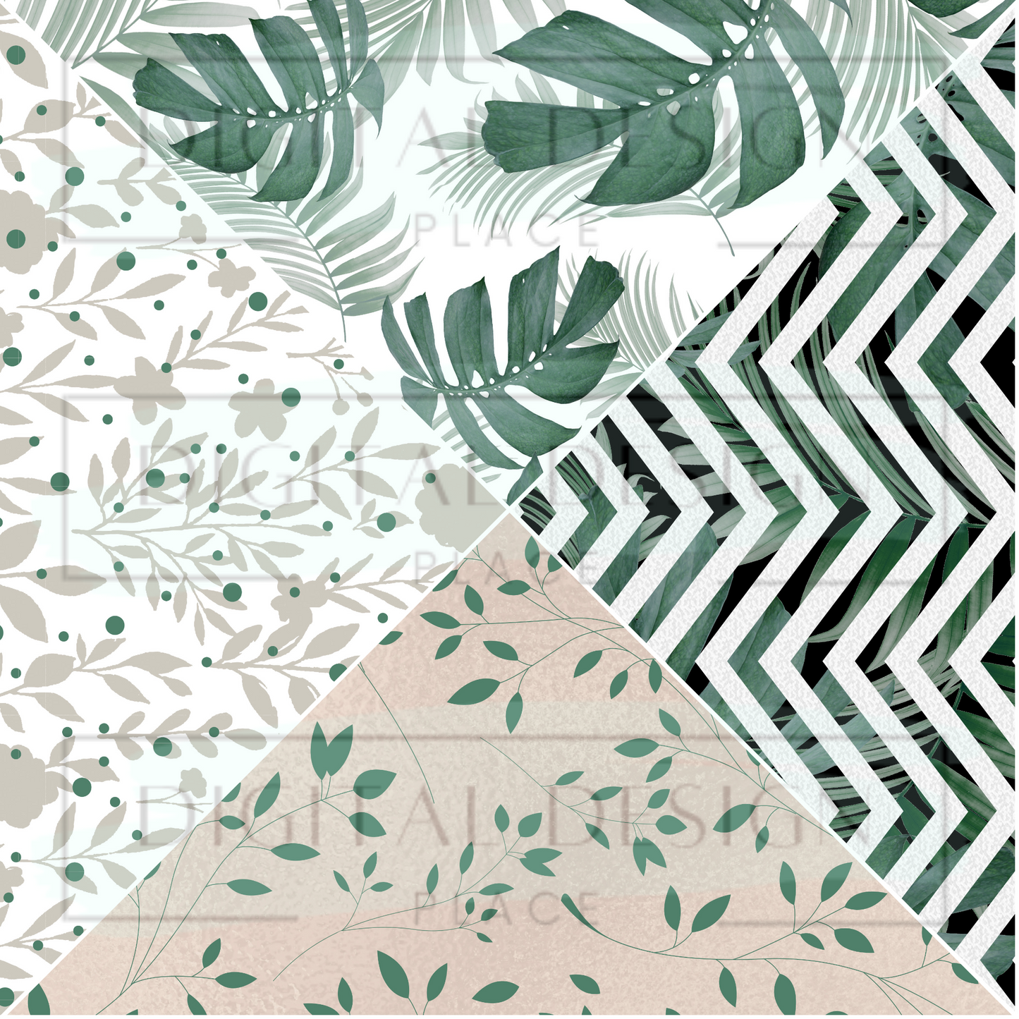 Muted Boho Tropical V Split Prints VinylV1336