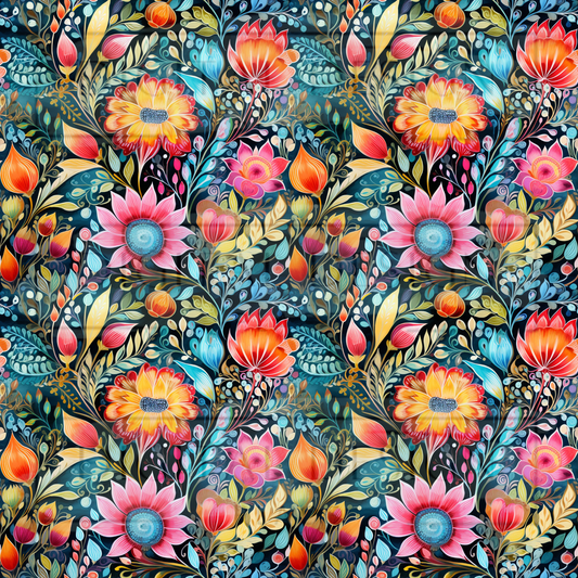 Black Paisley Floral VinylV1356