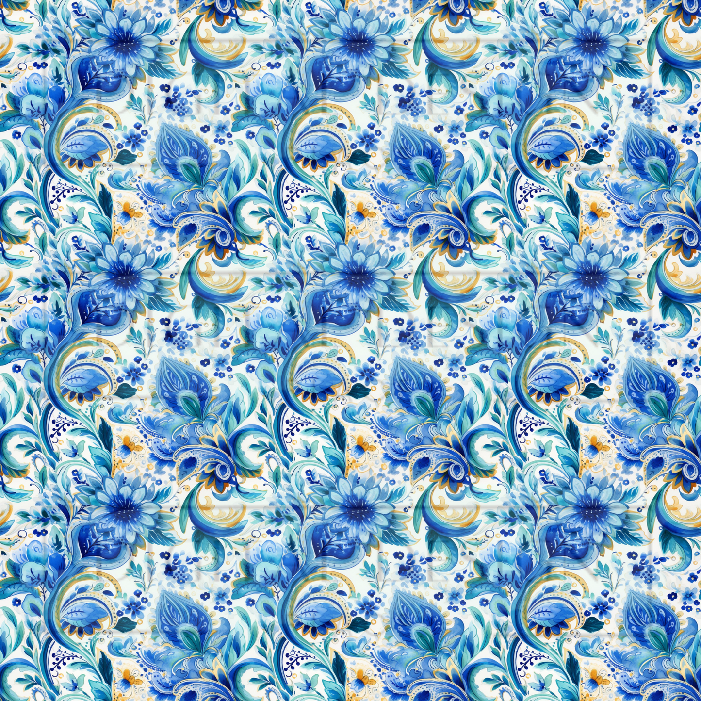 Blue/Gold Paisley VinylV1386