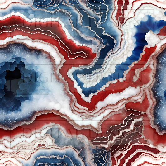Red White and Blue Drusy Geode VinylV1433