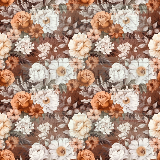 Brown Boho Floral VinylV1443