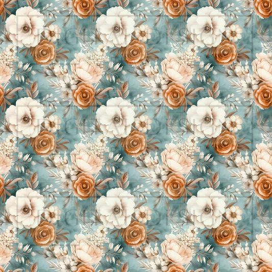 Blue Boho Floral VinylV1446