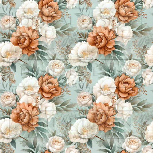 Light Blue Boho Floral VinylV1449