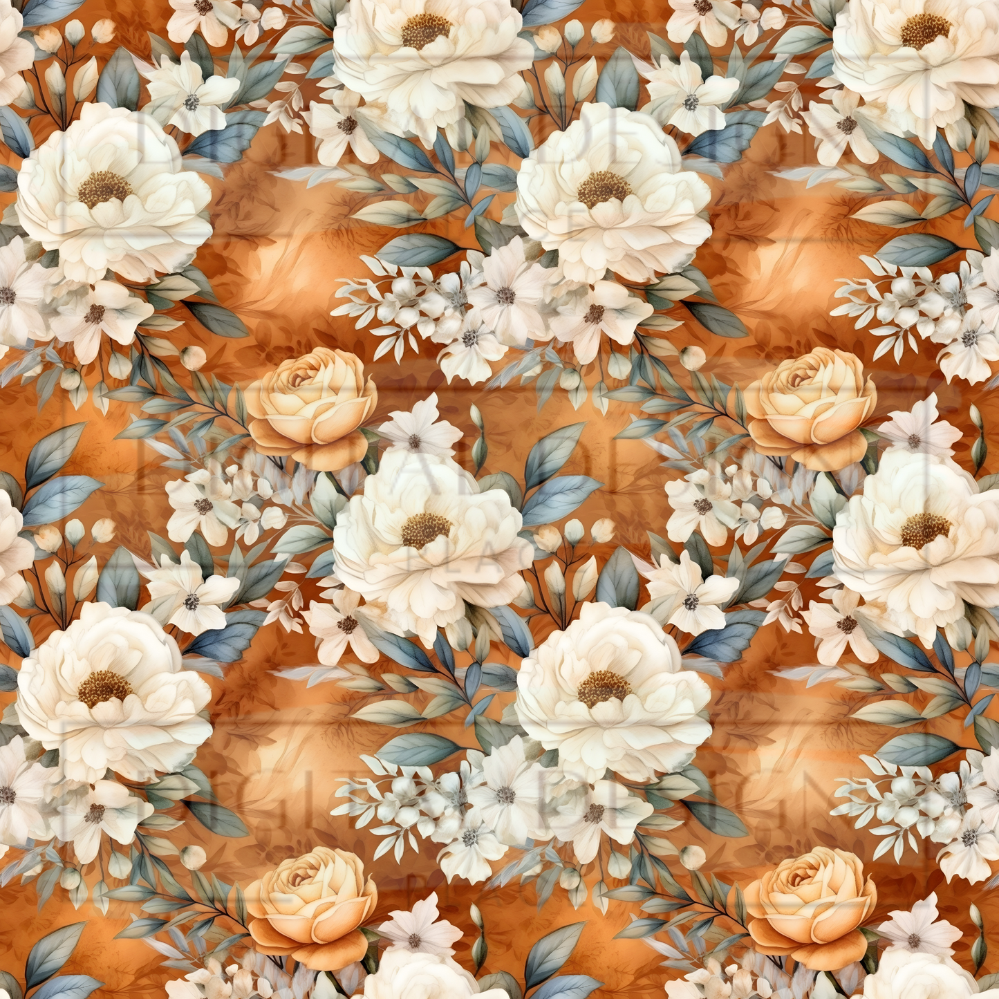 Bronze Boho Floral VinylV1452