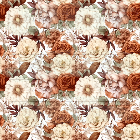 Cream/Brown Boho Floral VinylV1453
