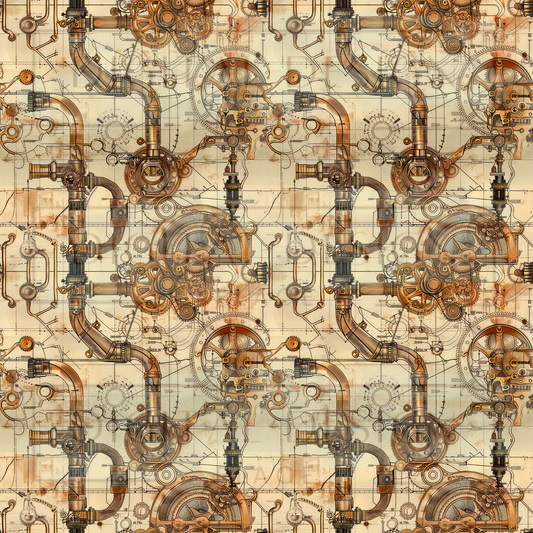 Gold Steampunk Blueprints VinylV1490