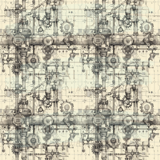 Hand drawn Steampunk Blueprints VinylV1494