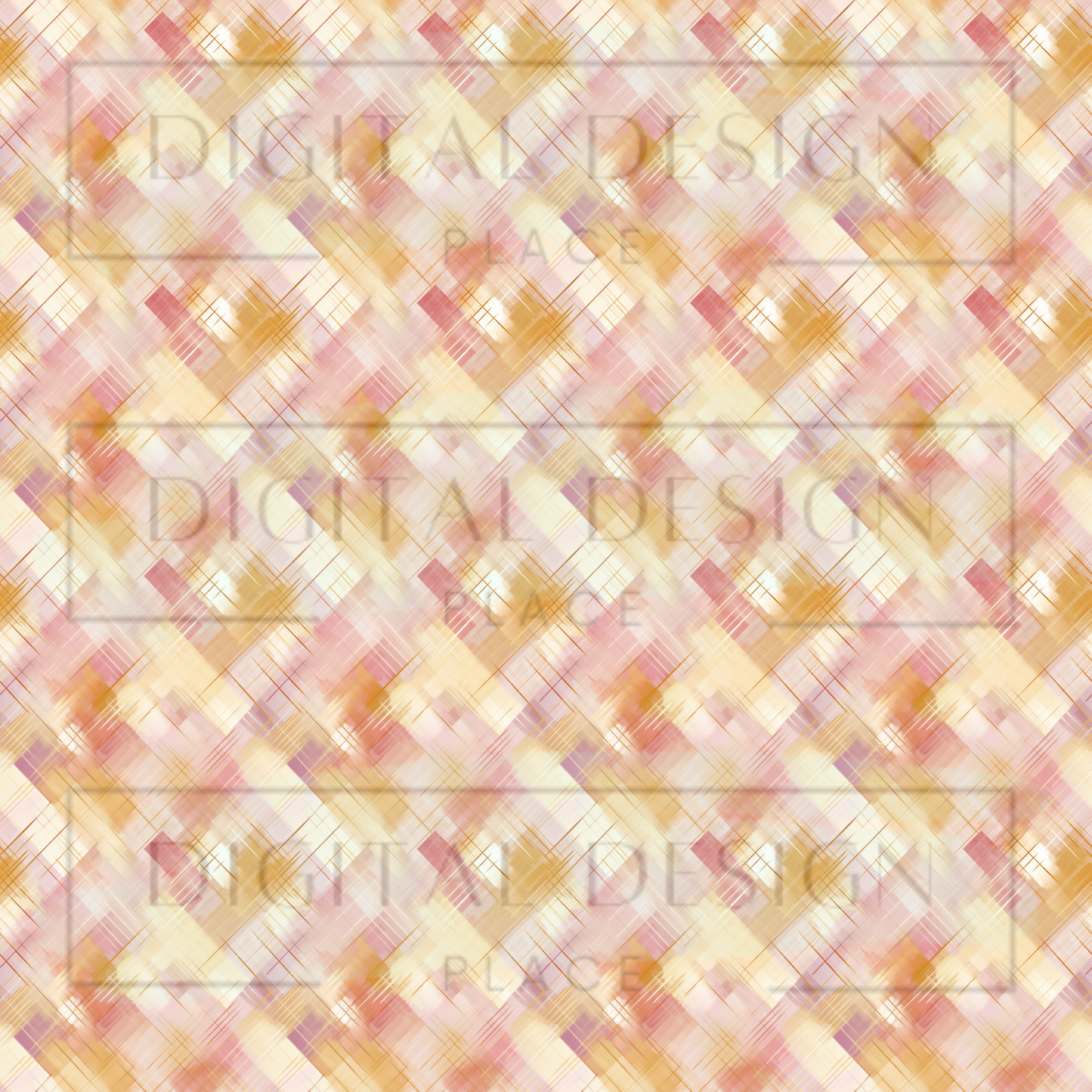 Pink and Gold Hatching Plaid VinylV1610
