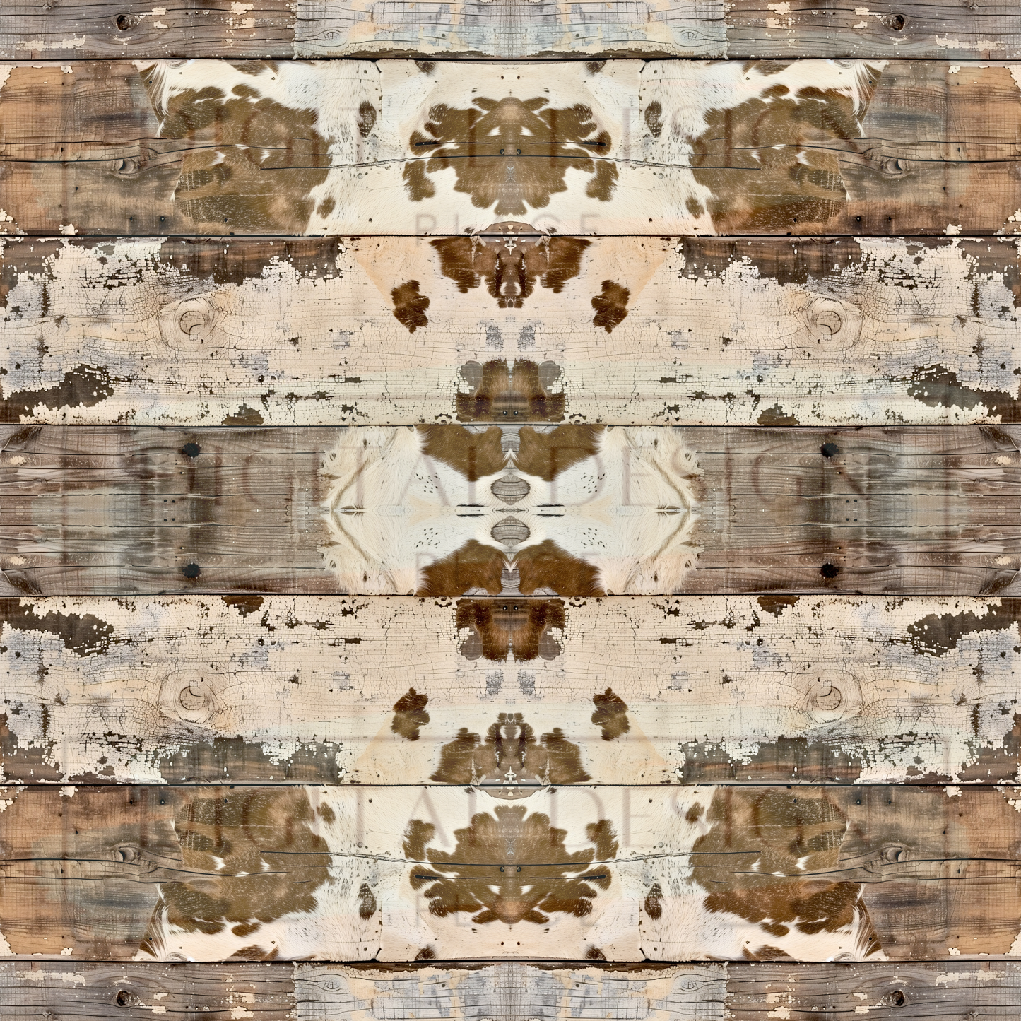 Light Brown Cowprint Shiplap Fullprint VinylV1636