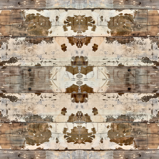 Light Brown Cowprint Shiplap Fullprint VinylV1636