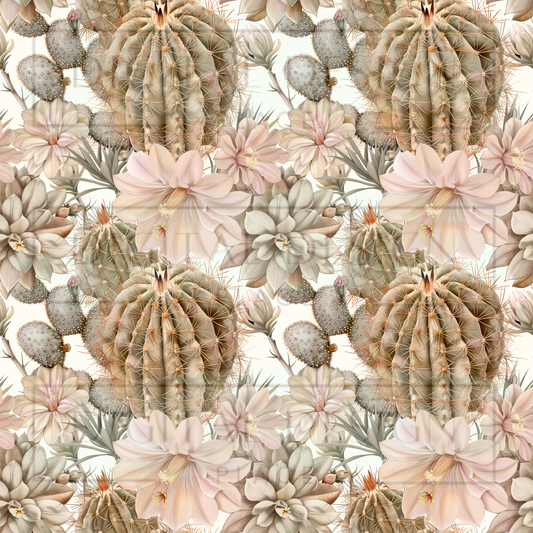 Blush and Sage Soft Desert Cacti VinylV2216