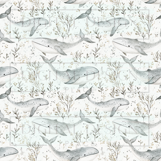 Watercolor Whales VinylV2254
